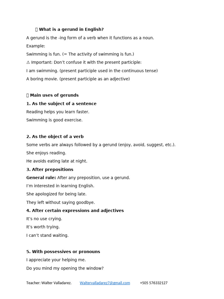 Gerunds | PDF | Verb | Language Mechanics