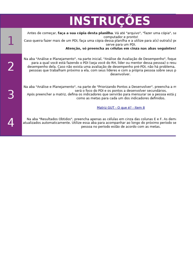 Planilha de PDI - Plano de Desenvolvimento Individual | PDF