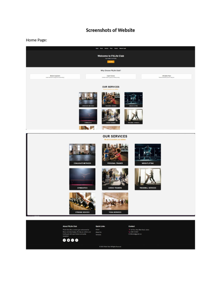 Screenshots of Website | PDF