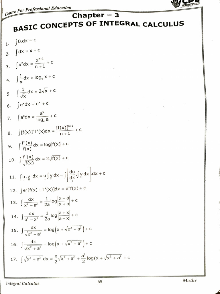 Integral Calculus Formulae CPE | PDF | Chess Theory | Chess