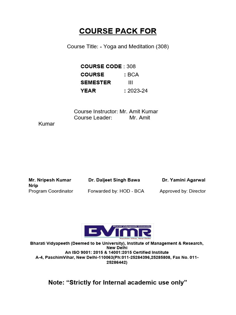 Bca III Course Pack | PDF | Yoga | Prana