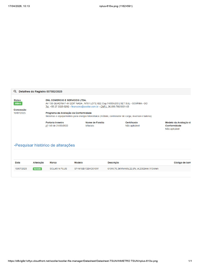 CERTIFICADO INMETRO MODULOS | PDF