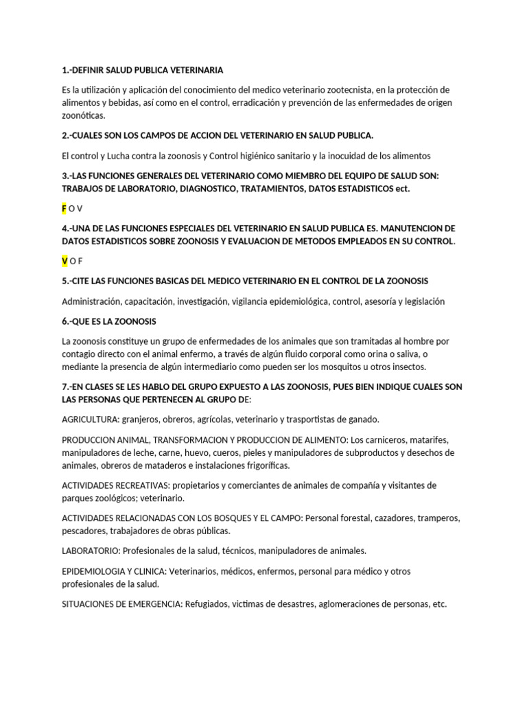 Salud Publica 1er Corte | PDF | Medicina Veterinaria | Alimentos