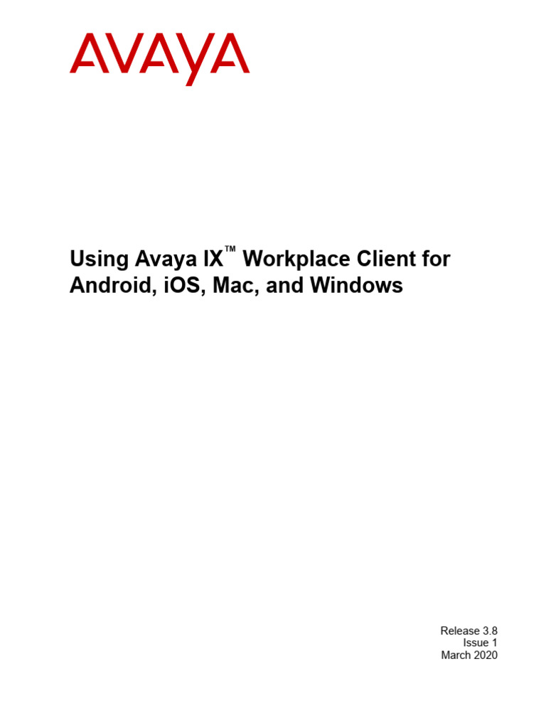 Avaya IX Workplace Client | PDF | Software | Conference Call