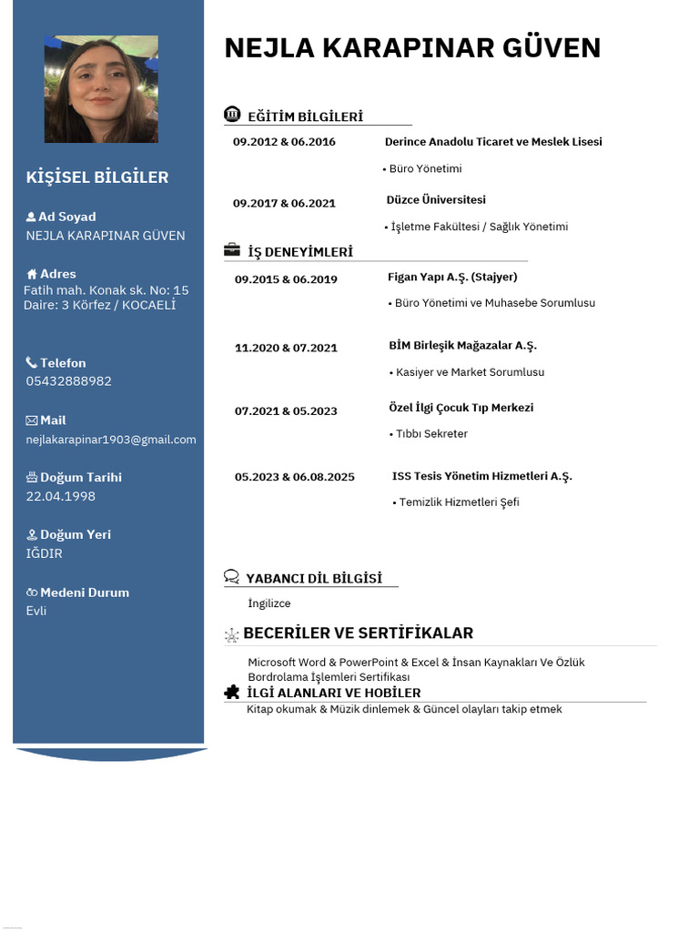 Nejla Karapınar Güven Cv | PDF