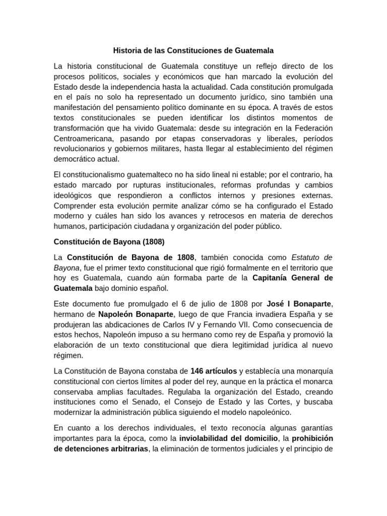 Historia de las Constituciones de Guatemala | PDF | Constitución ...