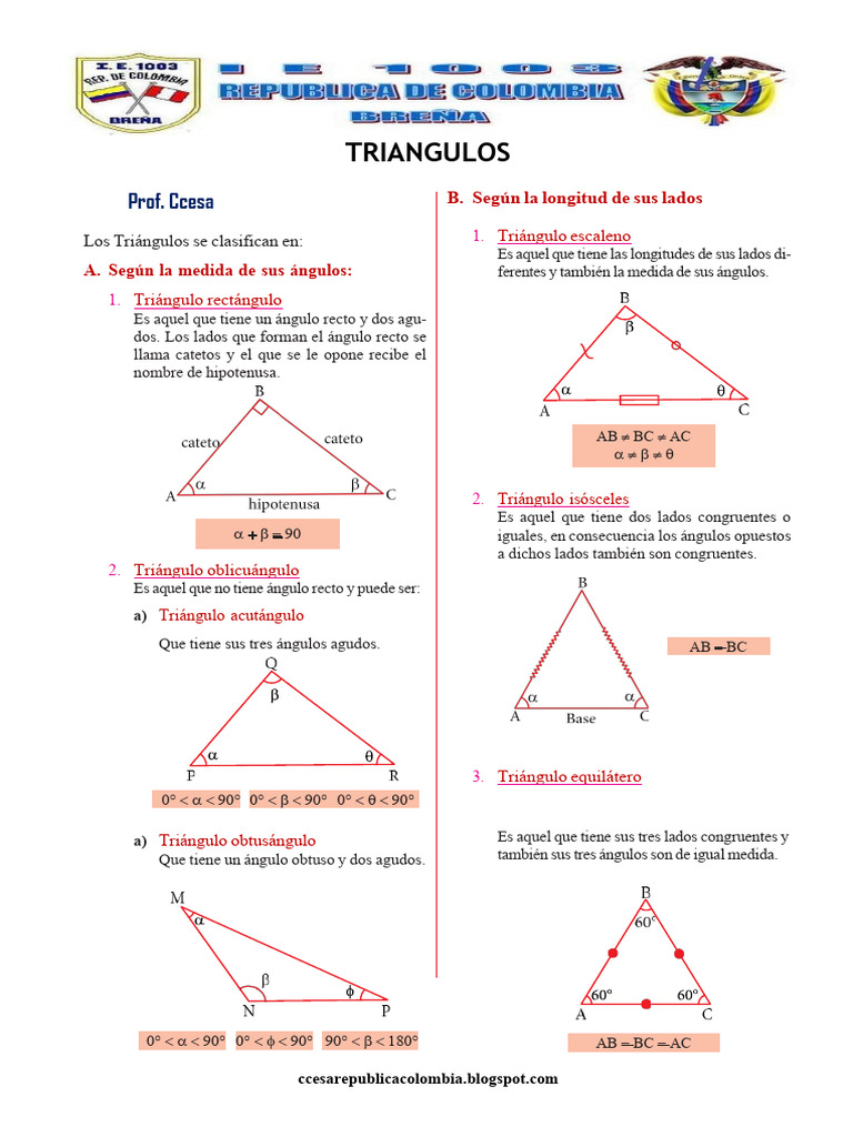 Teoria y Problemas de Triangulos MA3 Ccesa007 | PDF | Triángulo ...