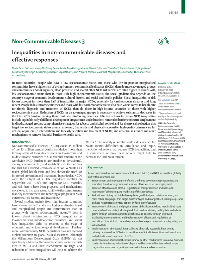 Social Inequality in NCD | PDF | Non Communicable Disease | Chronic ...