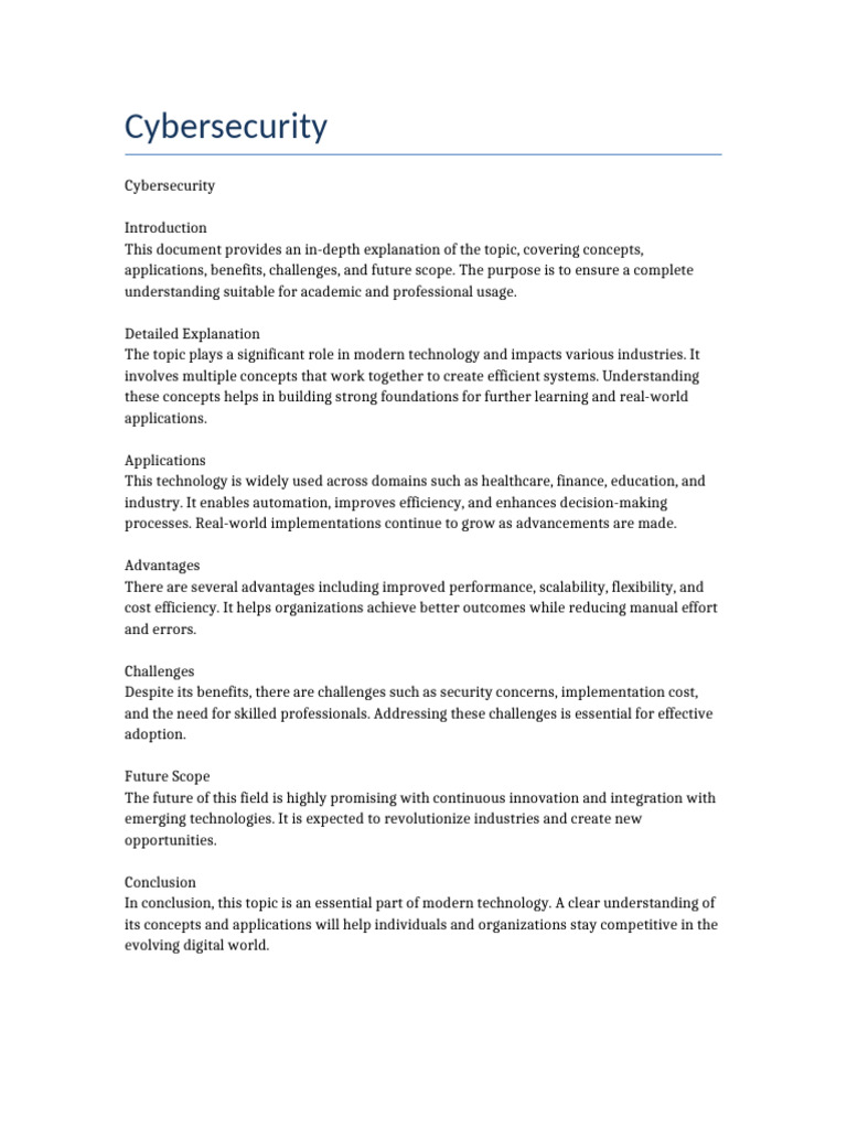 Cybersecurity Long | PDF | Automation | Computer Security