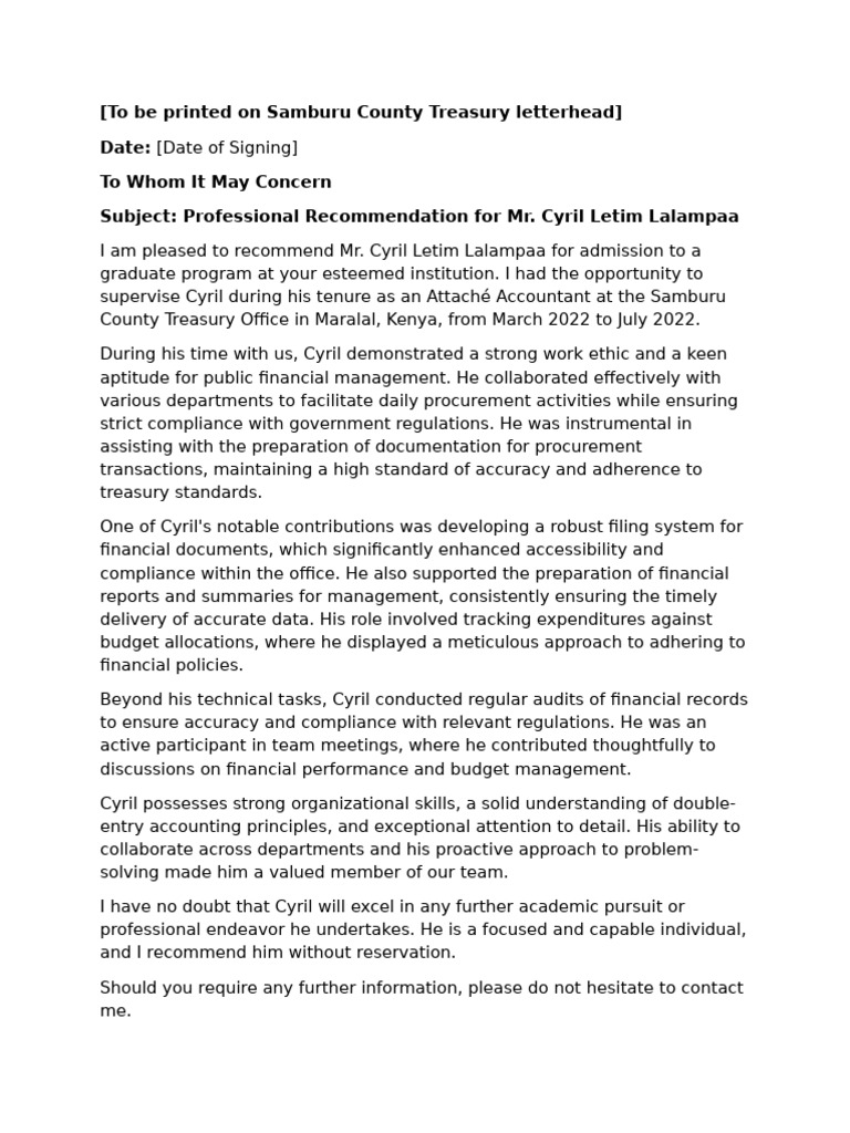 Prof. Recommendation Draft | PDF