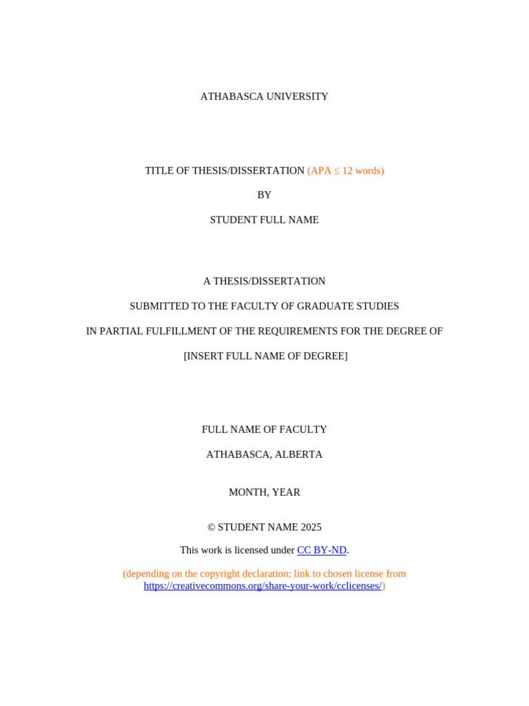 Thesis Dissertation Template | PDF | Thesis | Abstract (Summary)