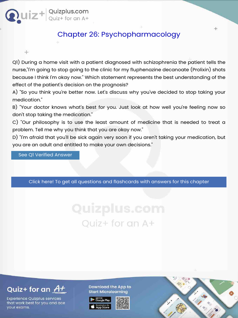 During a Home Visit With a Patient Diagnosed With Schizophrenia the ...