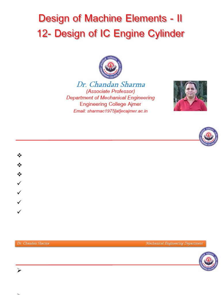 Lecture 12 - Design of IC Engine Cylinder | PDF | Piston | Cylinder ...