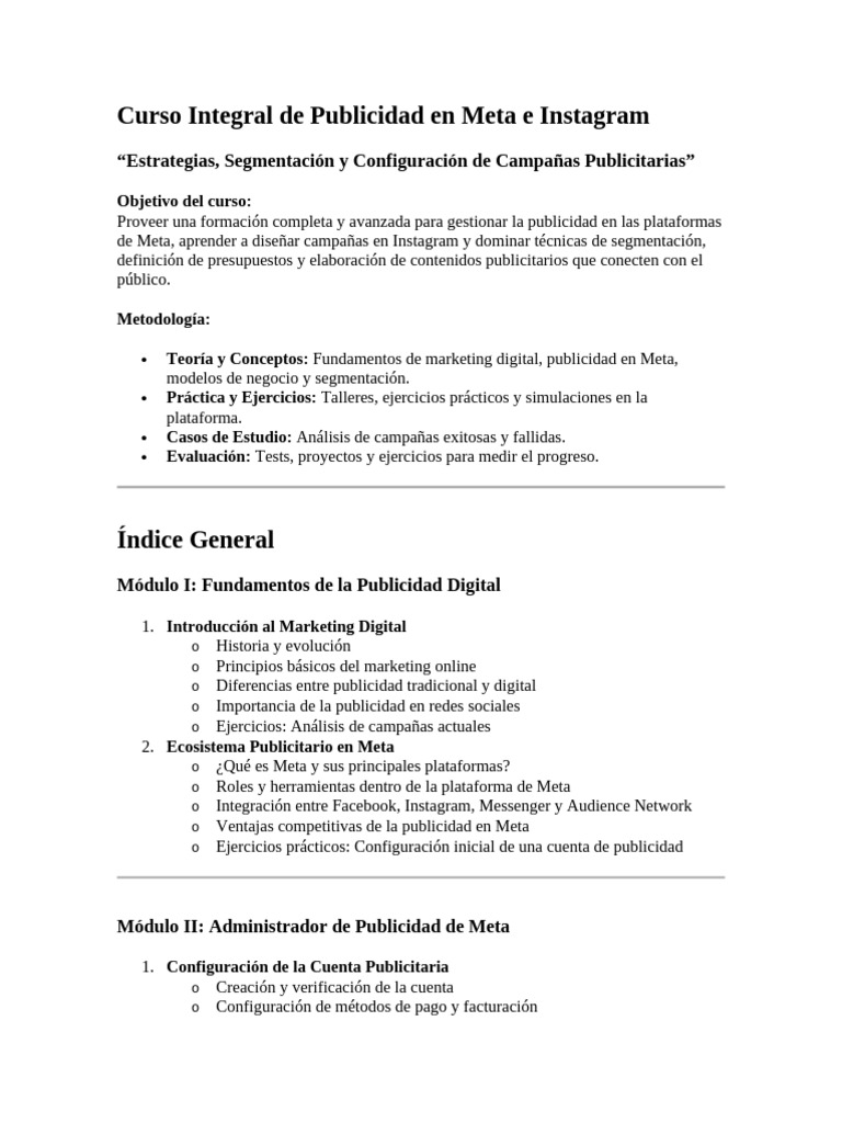 Curso Integral de Meta e Instagram | PDF | Publicidad digital | Publicidad