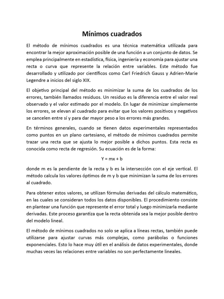 Mínimos cuadrados | PDF | Mínimos cuadrados | Análisis de regresión