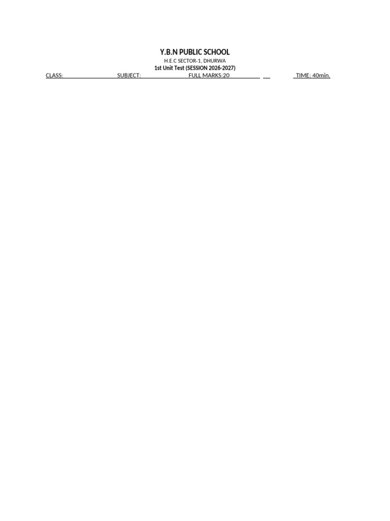 unit test 1 2026-27 | PDF