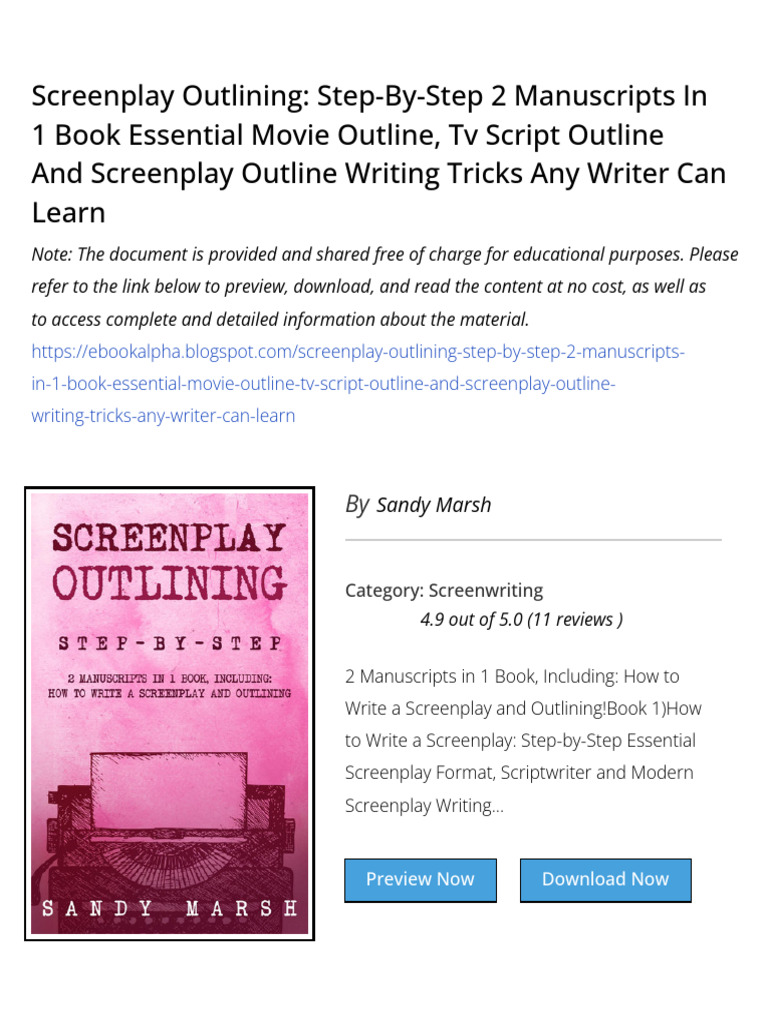 Screenplay Outlining Step by Step 2 Manuscripts in 1 Book Essential ...