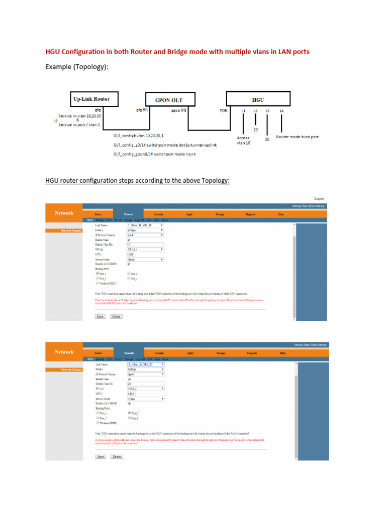 HGU Bridge & Router Mode With Mvlans | PDF