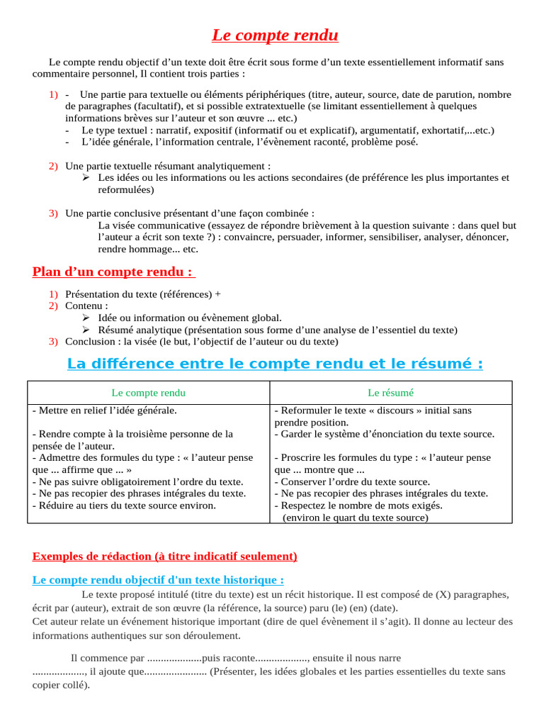 Le Compte Rendu | PDF