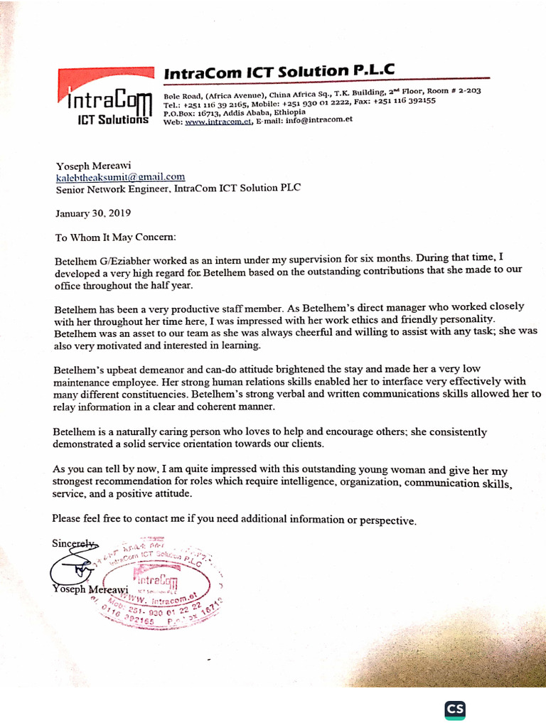 InterCom ICT Solution Recommendation Letter | PDF