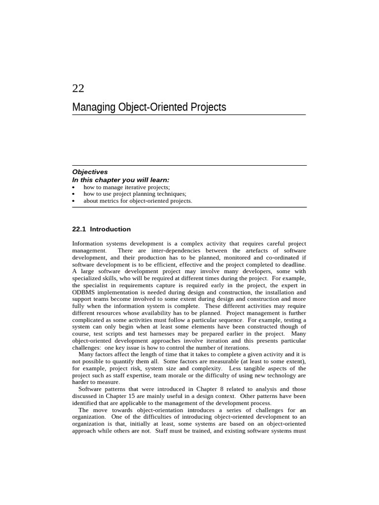 Bennett Chapter 22 Managing Object Oriented Projects | PDF | Project ...
