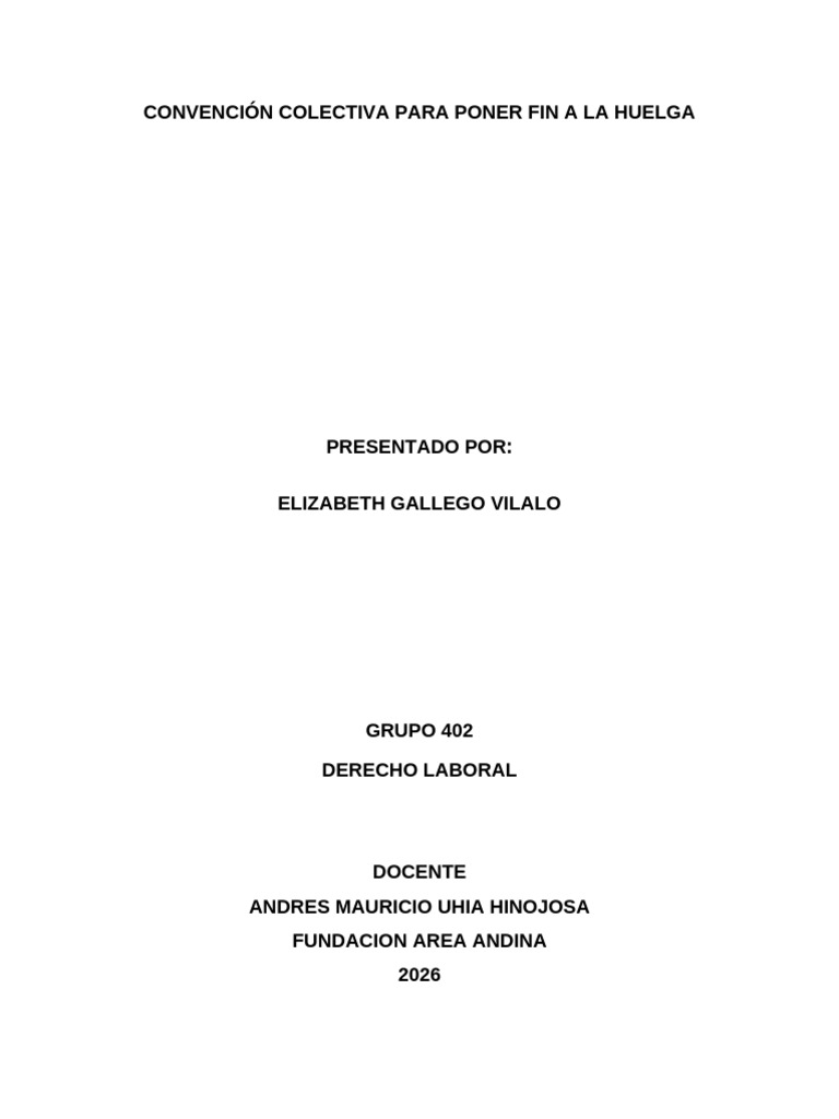 CONVENCIÓN COLECTIVA PARA PONER FIN A LA HUELGA | PDF | Derecho laboral ...