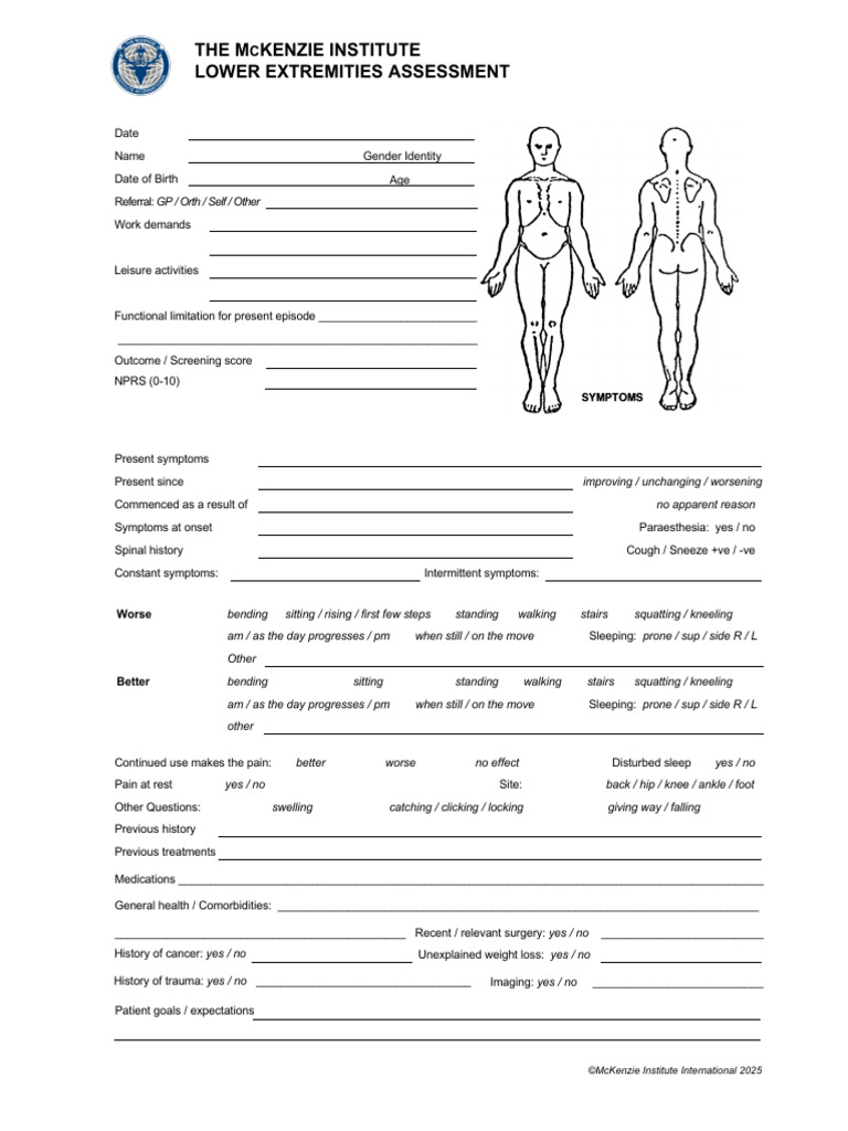 Mii Le Form Jan 2025 | PDF | Anatomical Terms Of Motion | Pain