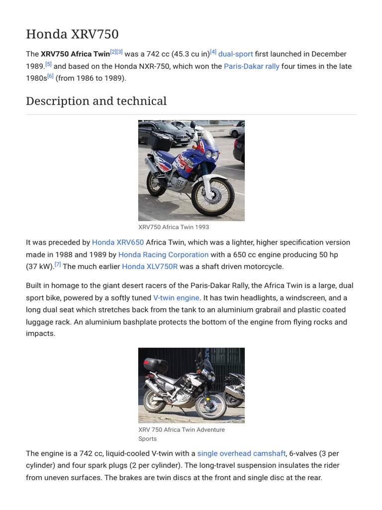 Honda XRV750 - África Twin | PDF | Motor Vehicle | Land Vehicles