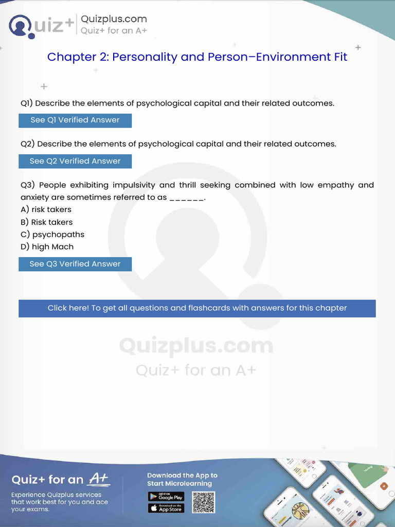 Describe the Elements of Psychological Capital and Their Related ...