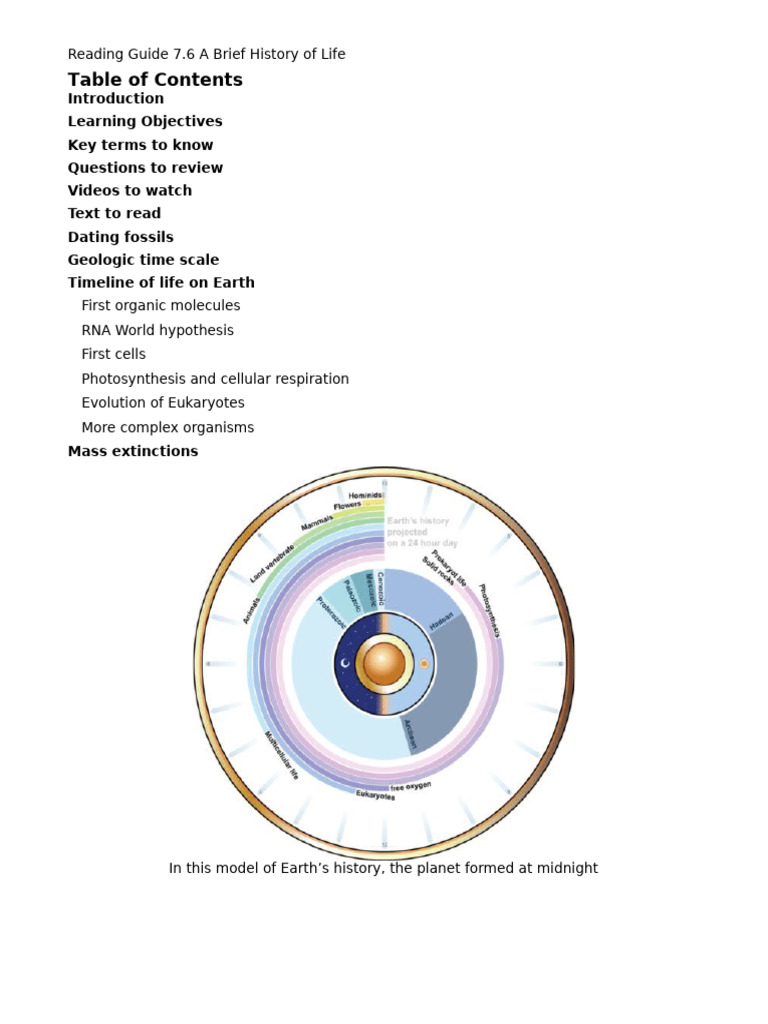 RG 7.6 History of Life (1) | PDF | Cell (Biology) | Evolution