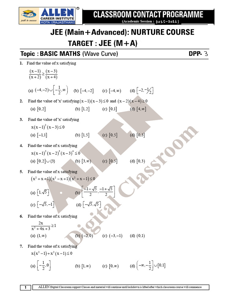 Maths DPP 3 Basic Maths Wave Curve 16-04-2020 2 | PDF