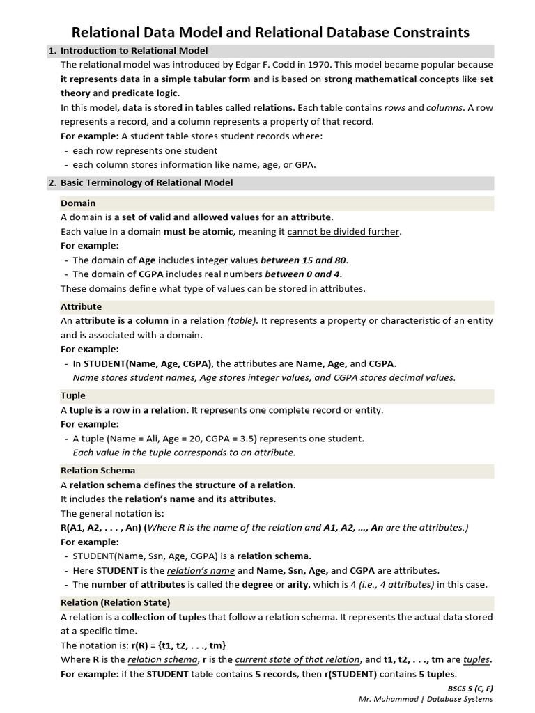 10-Relational Data Model and Relational Database Constraints | PDF ...