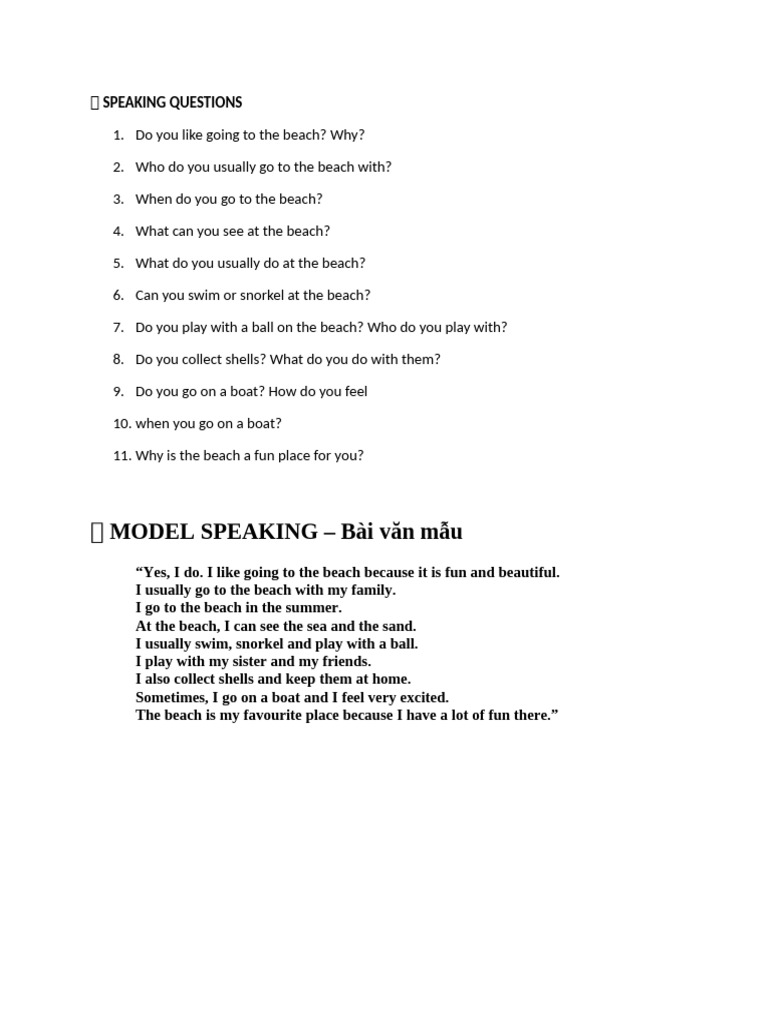 ? Speaking Questions Châu 26.12 | PDF