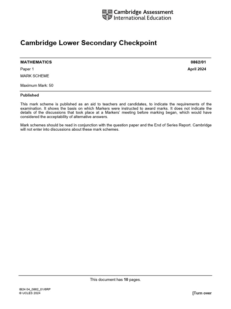 Math Paper 1 - Apr 2024 MS | PDF