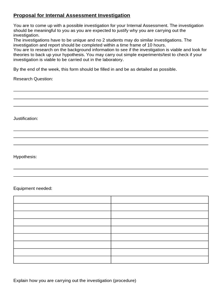 Proposal for Internal Assessment Investigation | PDF