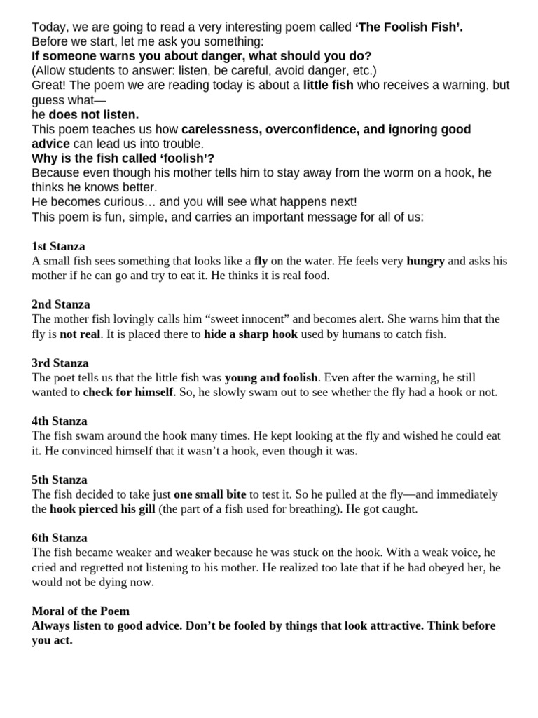 The Foolish Fish | PDF