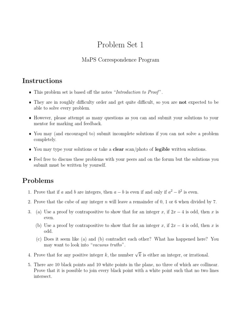 Junior Problem Set 1 | PDF