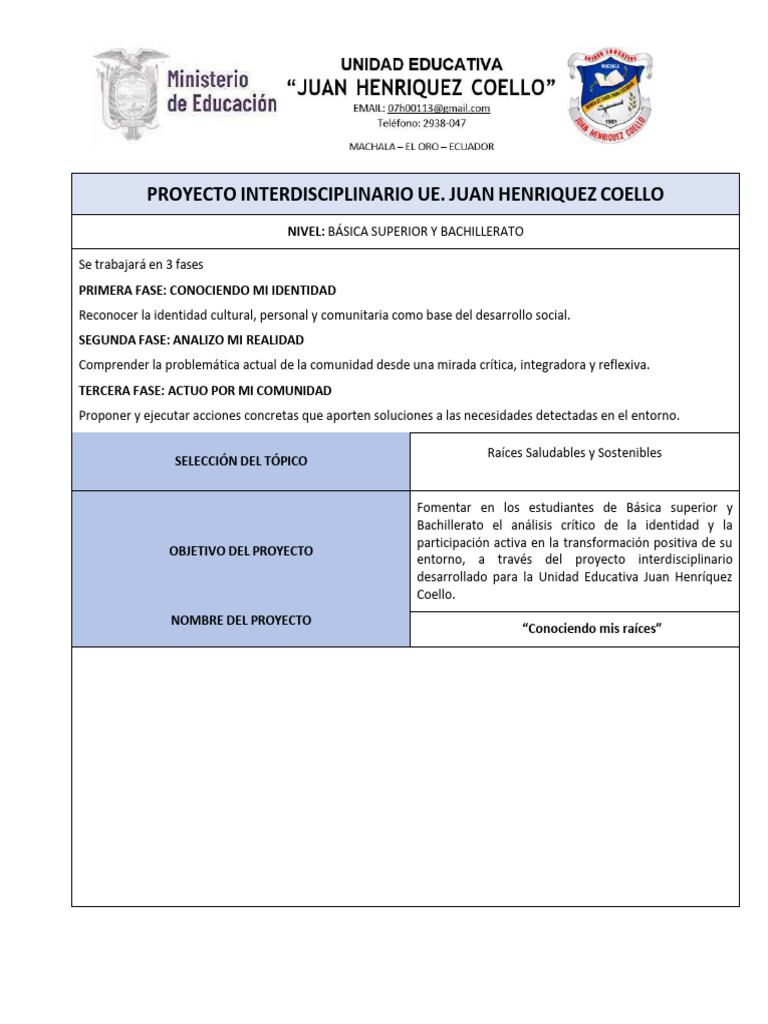 Fase 3 Proyecto Interd 1ro - 2do | PDF