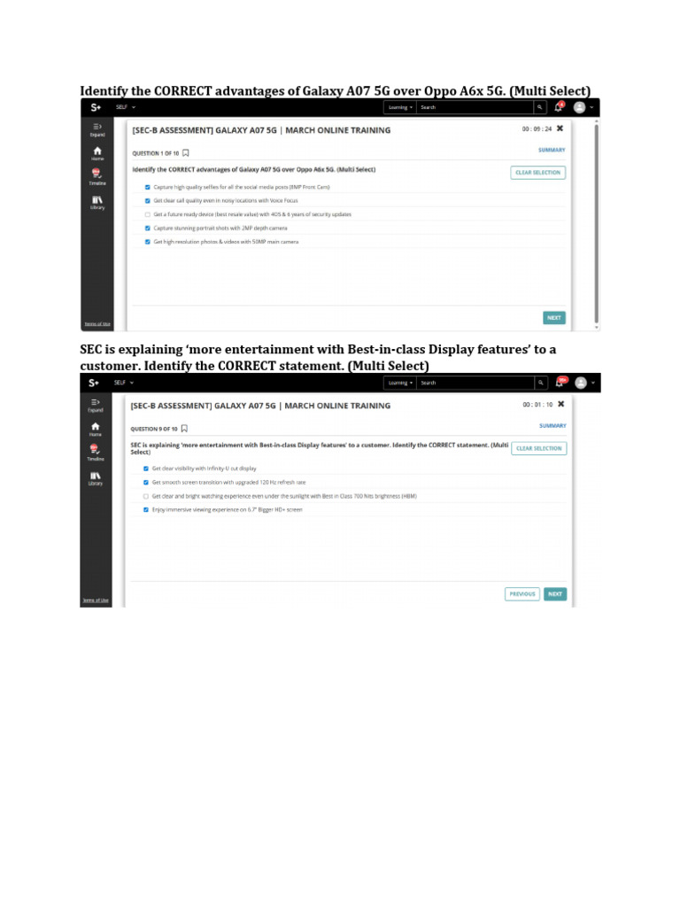 [SEC-B Assessment] Galaxy A07 5G March Online Training | PDF