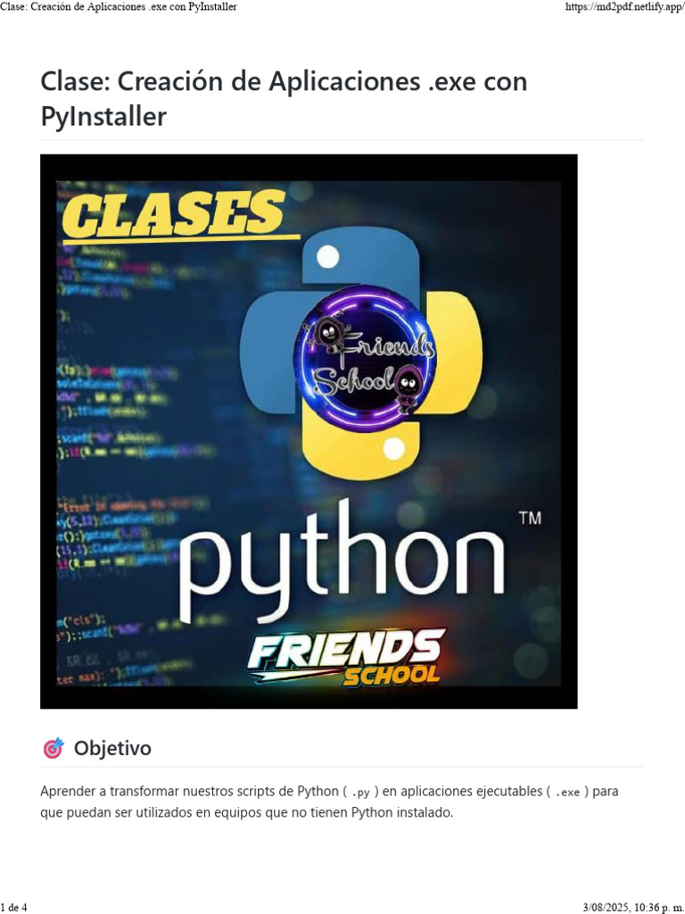 Clase - Creación de Aplicaciones .Exe Con PyInstaller | PDF | Lenguaje ...