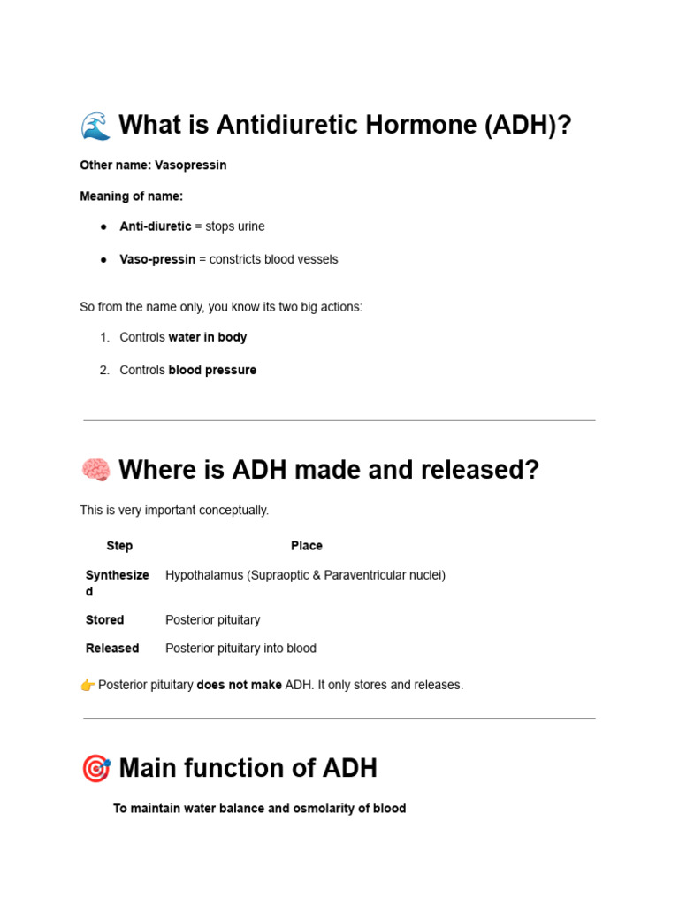 Antidiuretic Hormone | PDF | Pituitary Gland | Organ (Anatomy)