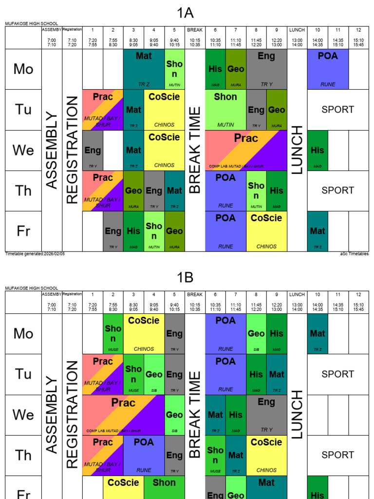 Final Timetable Class | PDF