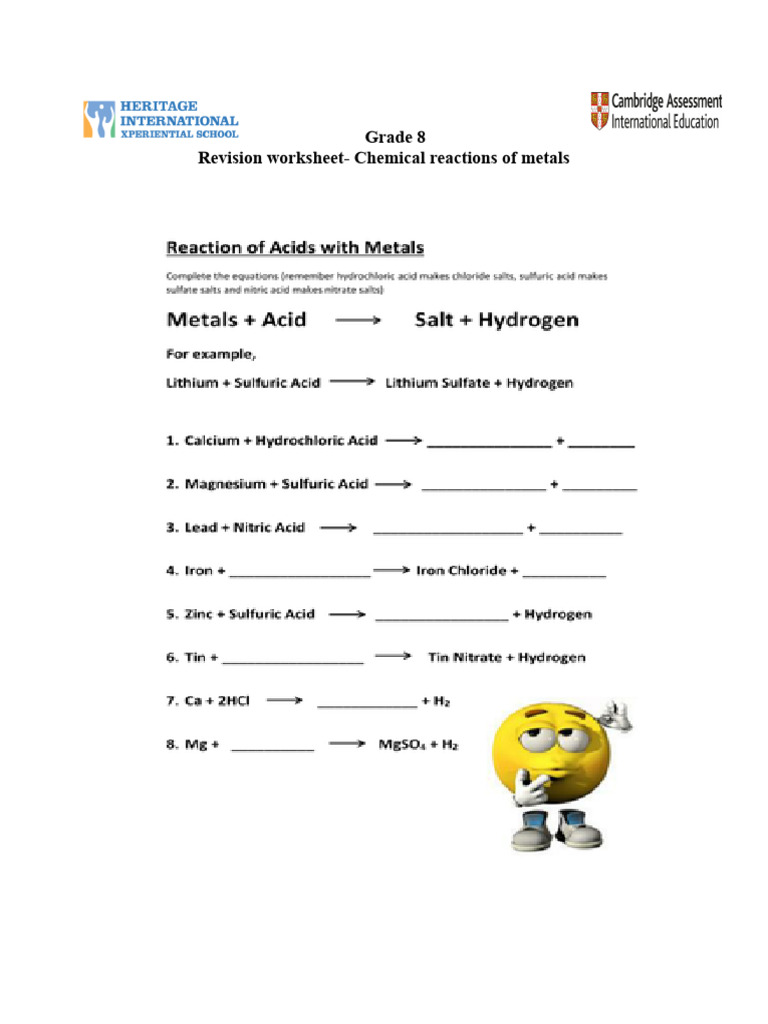 Chemical Reaction of Metals | PDF