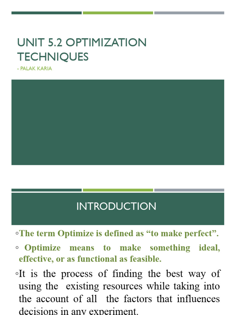 Unit 5.2 Optimizationtechniques | PDF | Mathematical Optimization ...