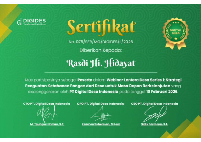 SERTIFIKAT DIGIDES RASDI | PDF