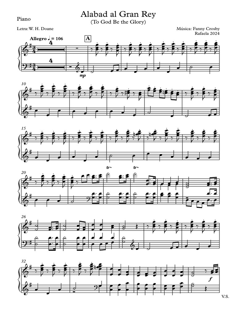 Alabad Al Gran Rey 2024 - Piano, himno de dios | PDF