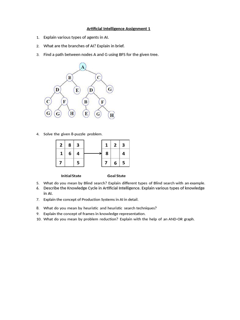 AI Assignment 1 CSE-AIML 6th Sem | PDF