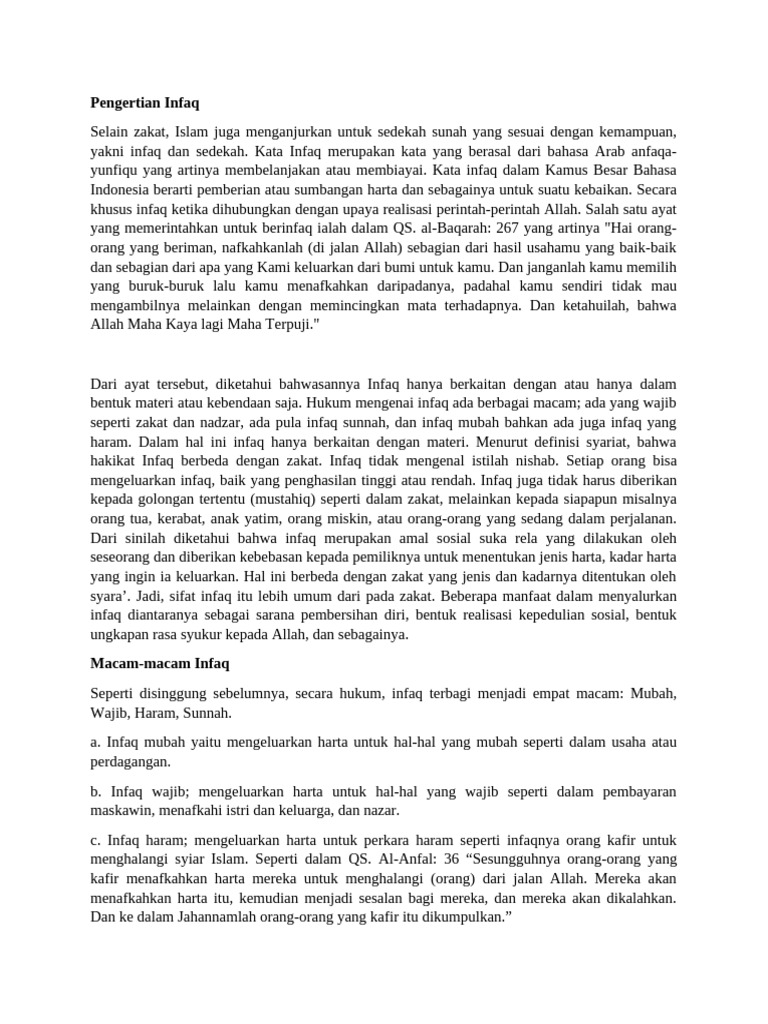 Pengertian Infaq | PDF