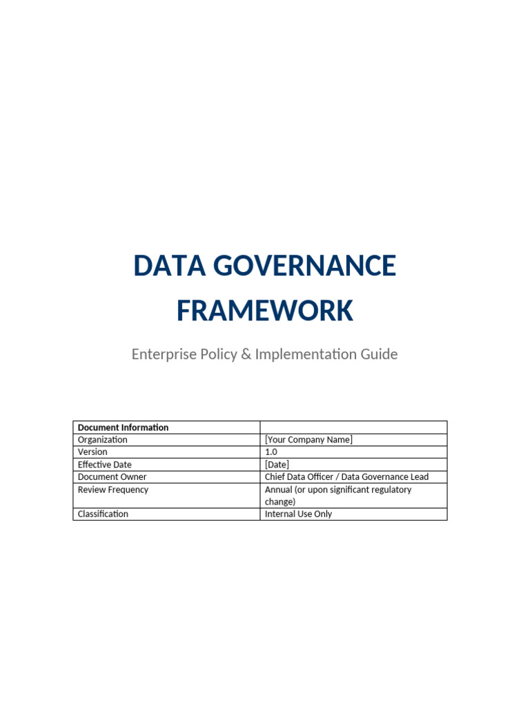 Data Governance Framework Template Data Driven Daily | PDF | Governance ...