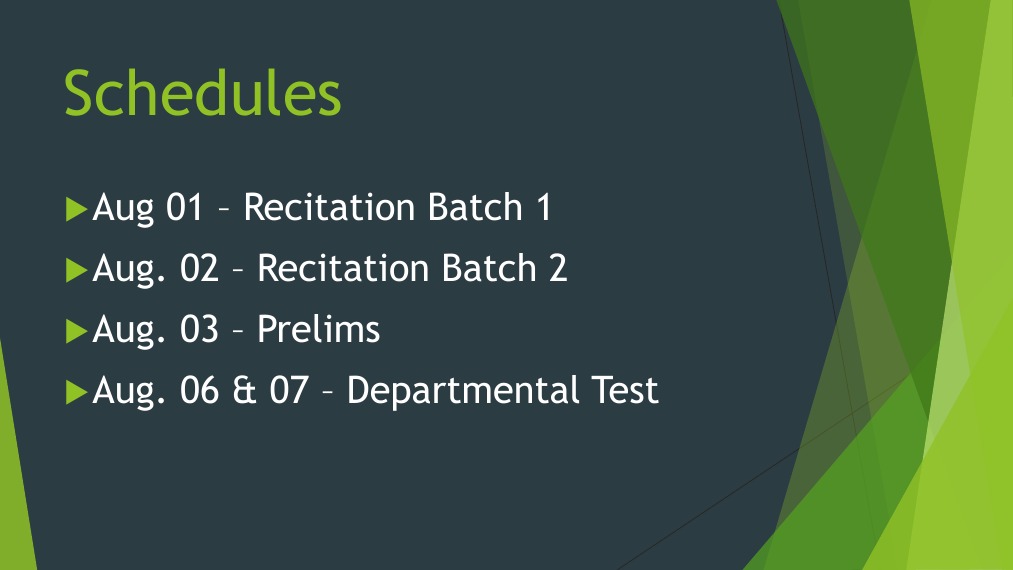 Recitation and Test Schedule Overview | PDF | Teaching Methods & Materials